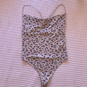 Abercrombie cowl neck leopard bodysuit - size S